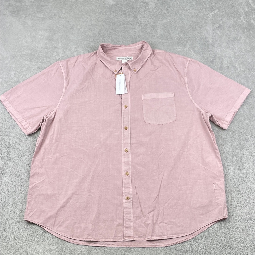 NEW Outerknown XXL 100% Organic Cotton Men's Pink Casual SS Button-Down Shirt